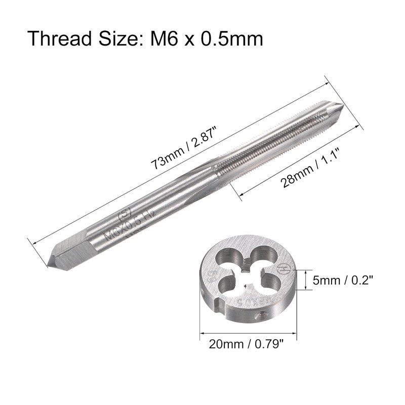 TOP-VIGOR M6 x 0.5mm Metric Tap and Die Set, Right Hand Machine Thread Tap with Round Threading Die for Making or Repairing Threads on Iron, Copper, Steel and Other Metal Materials - Image 2